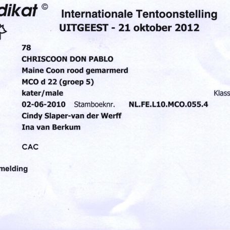 2012-10-21 MUNDIKAT Chriscoon Don Pablo CAC 3-1