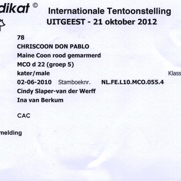 2012-10-21 MUNDIKAT Chriscoon Don Pablo CAC 3-1